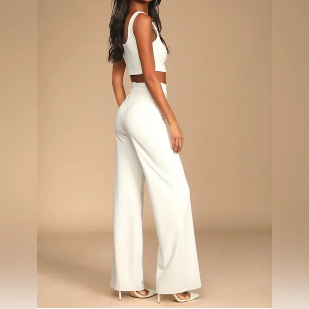 Lulu’s Only Tonight Ivory Cropped Two Piece Chic Set - Picture 4 of 12